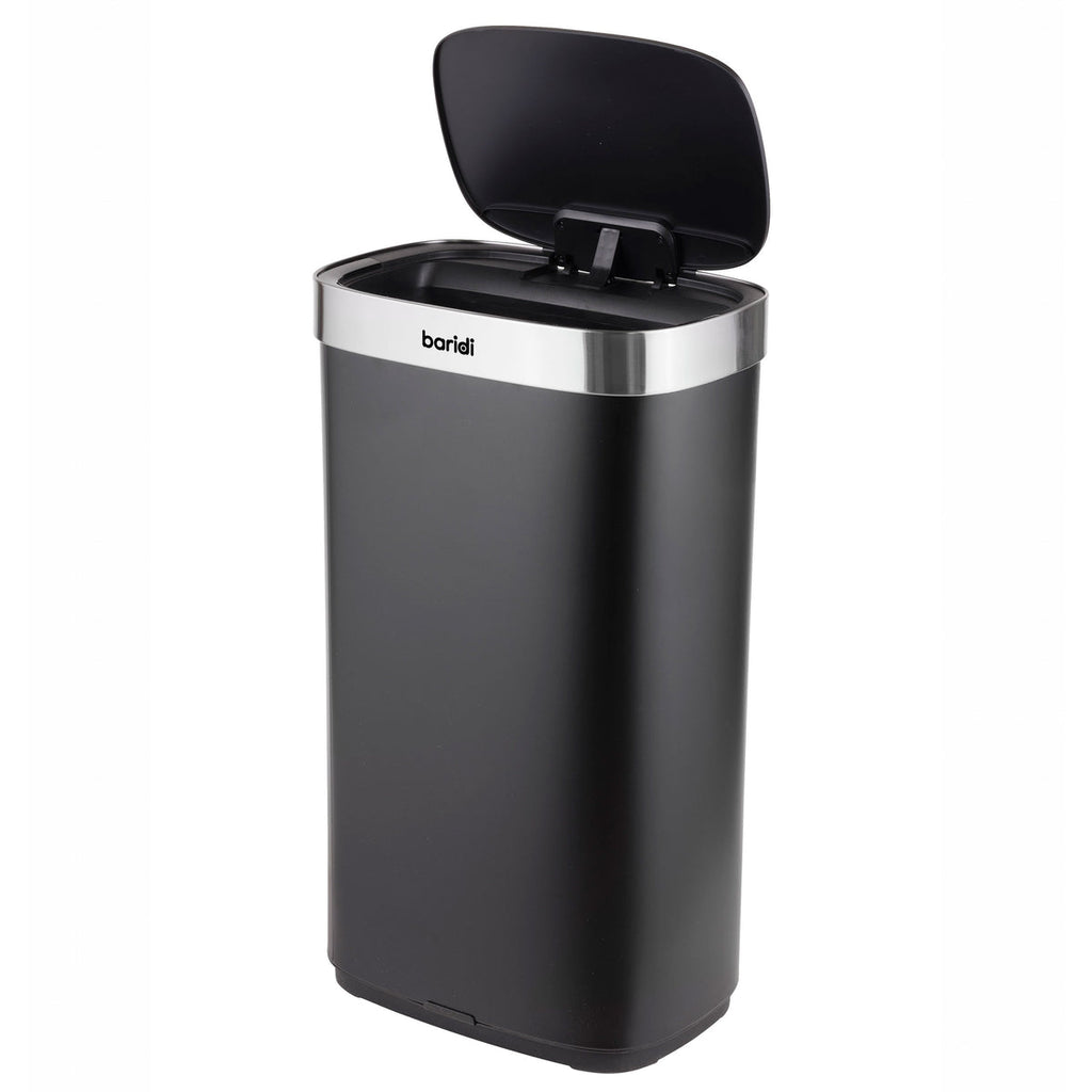 Baridi Sensor Bin, 80L Capacity, Black/Stainless Steel (DH283)
