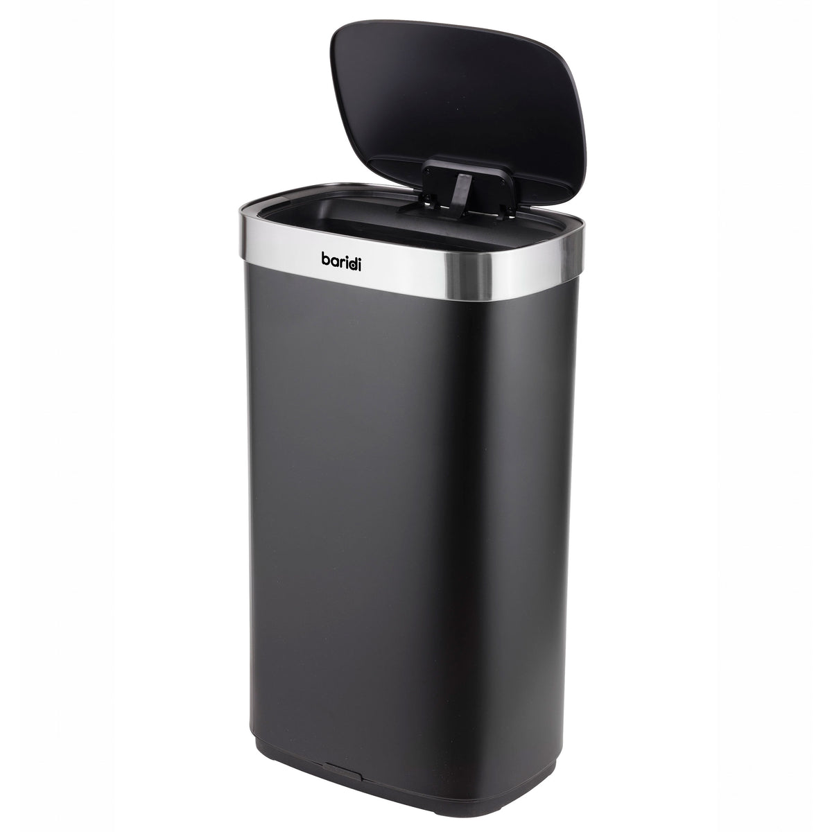 Baridi Sensor Bin, 80L Capacity, Black/Stainless Steel (DH283)