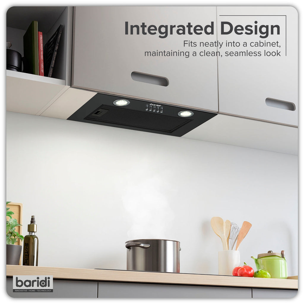 Baridi Built-In Cooker Hood with Filters 52cm, Black (DH285)