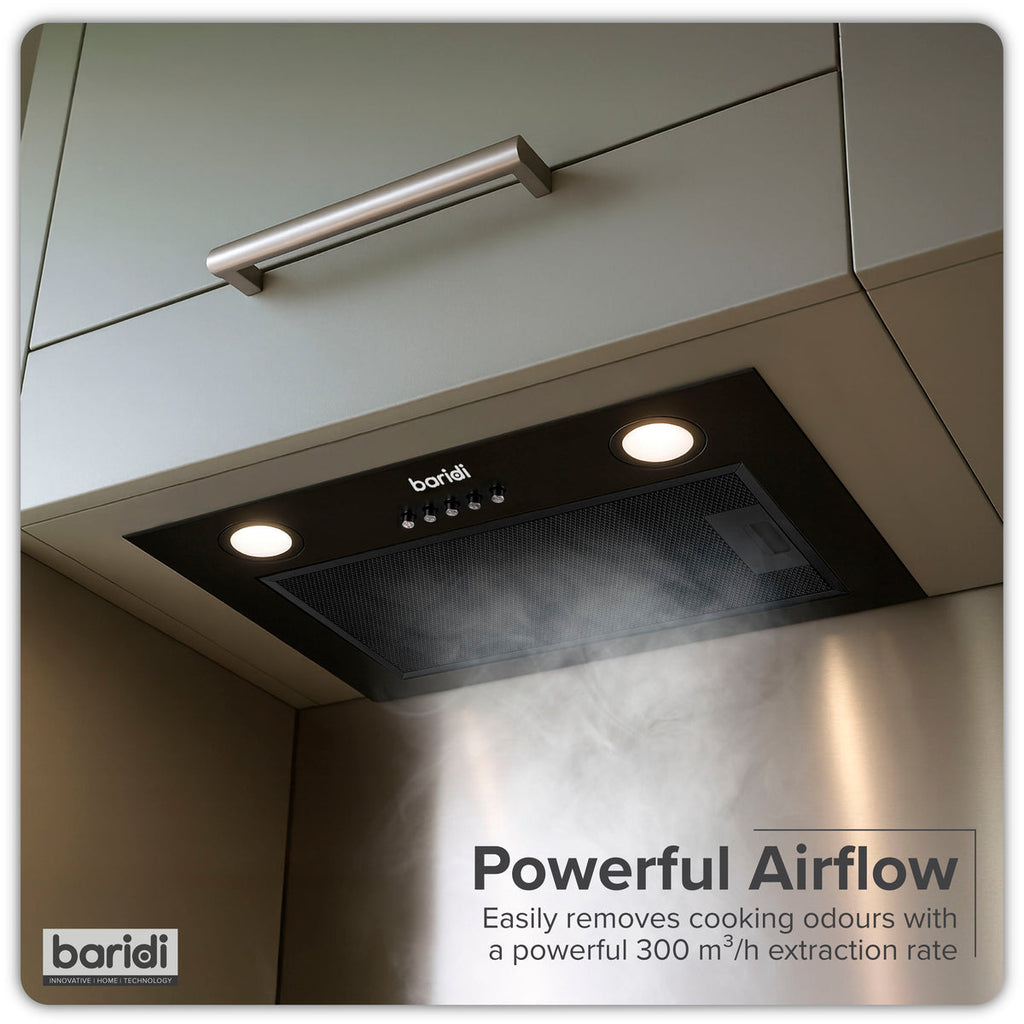 Baridi Built-In Cooker Hood with Filters 52cm, Black (DH285)