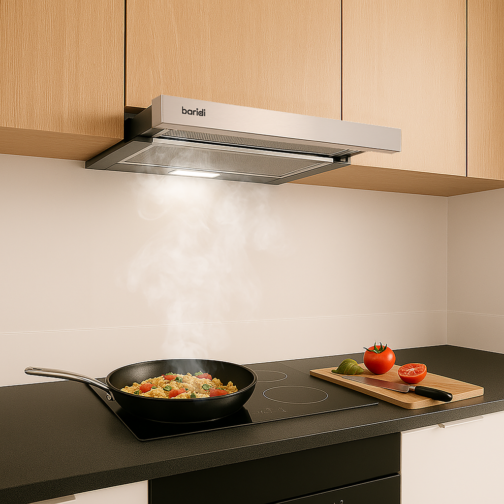 Baridi Telescopic Cooker Hood with Aluminium Filters 60cm - Stainless Steel