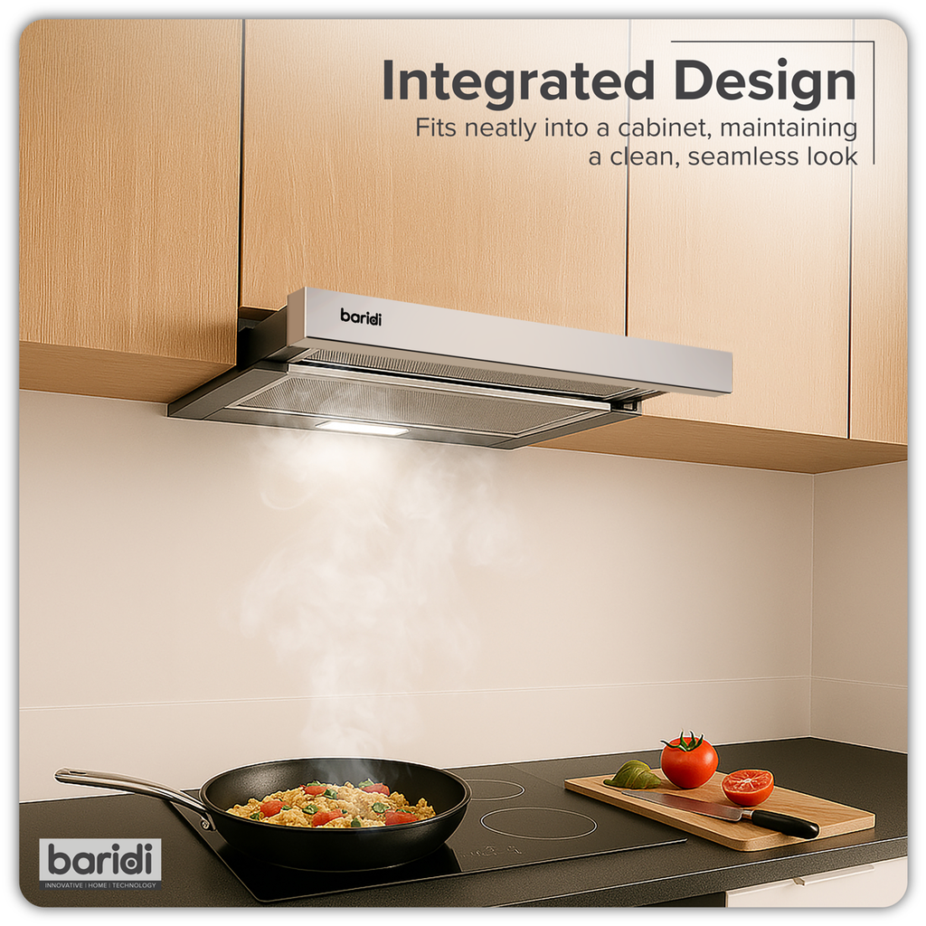 Baridi Telescopic Cooker Hood with Aluminium Filters 60cm - Stainless Steel