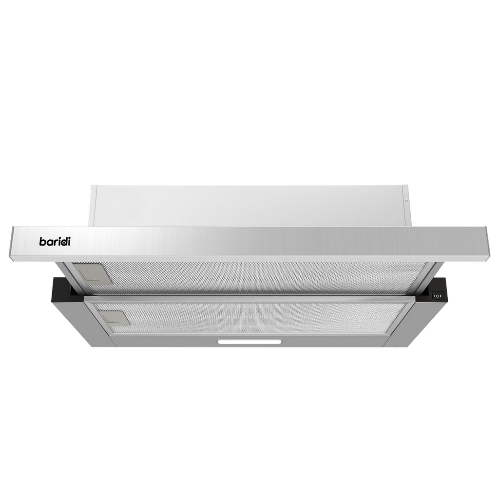 Baridi Telescopic Cooker Hood with Aluminium Filters 60cm - Stainless Steel