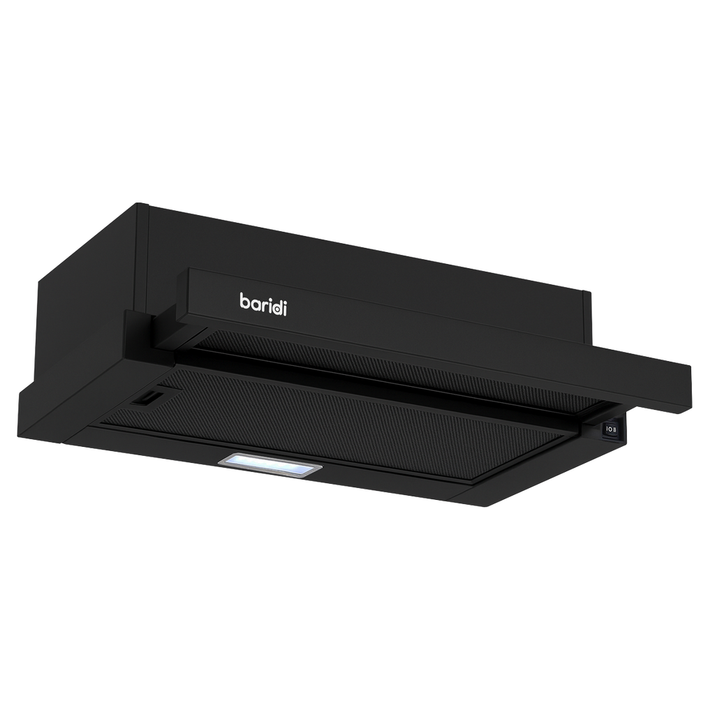 Baridi Telescopic Cooker Hood with Aluminium Filters 60cm - Black