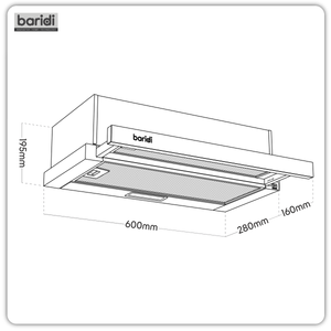 Baridi Telescopic Cooker Hood with Aluminium Filters 60cm - Black