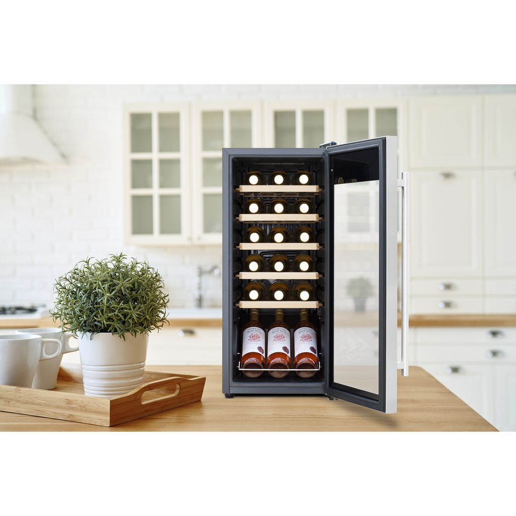 Baridi Wine Cooler Fridge, 18 Bottle, Stainless Steel (DH29) (Factory Refurbished B)