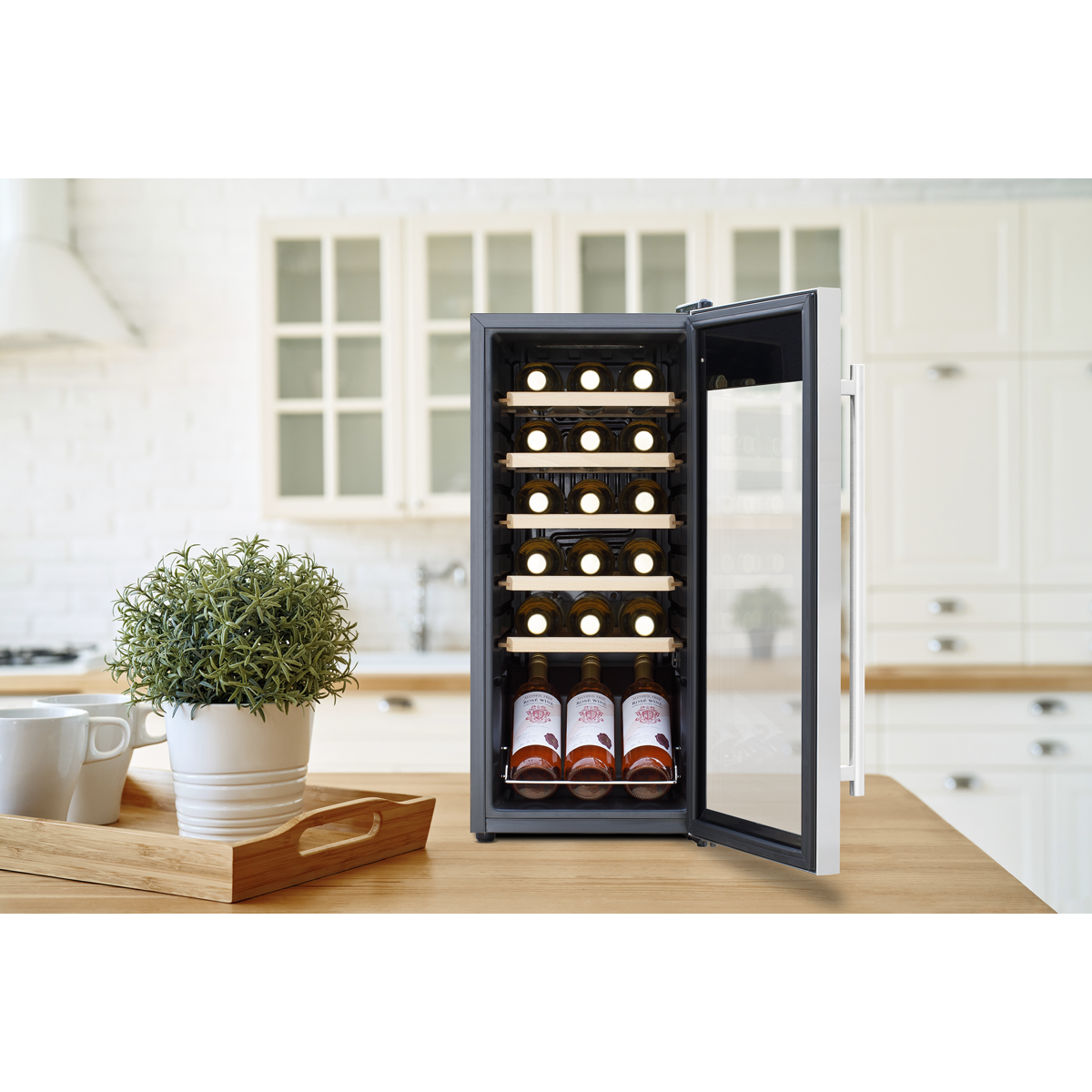 Baridi Wine Cooler Fridge, 18 Bottle, Stainless Steel (DH29) (Factory Refurbished B)