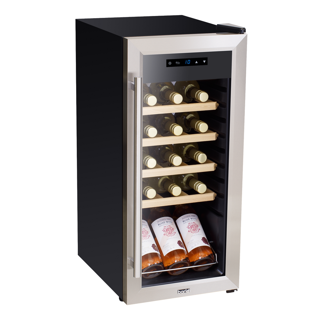 Baridi Wine Cooler Fridge, 18 Bottle, Stainless Steel (DH29) (Factory Refurbished B)