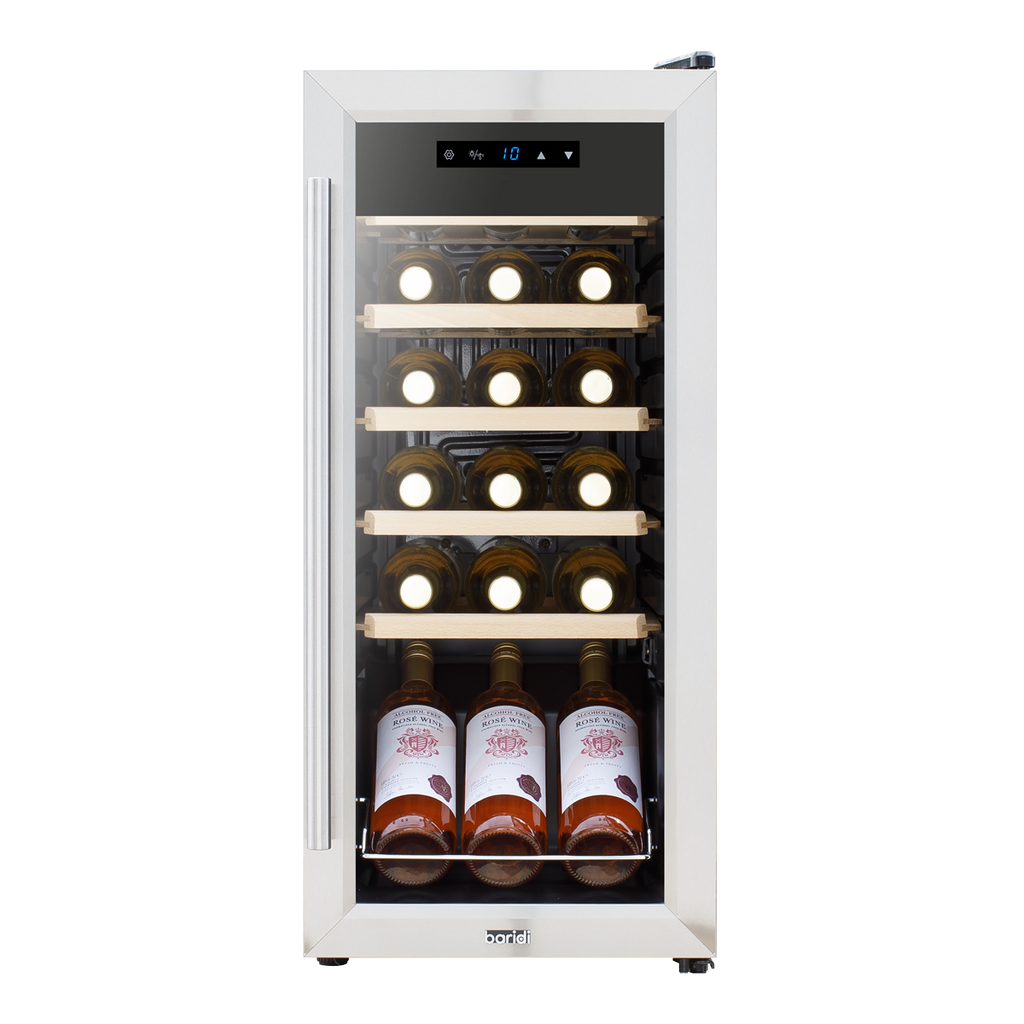 Baridi Wine Cooler Fridge, 18 Bottle, Stainless Steel (DH29) (Factory Refurbished B)