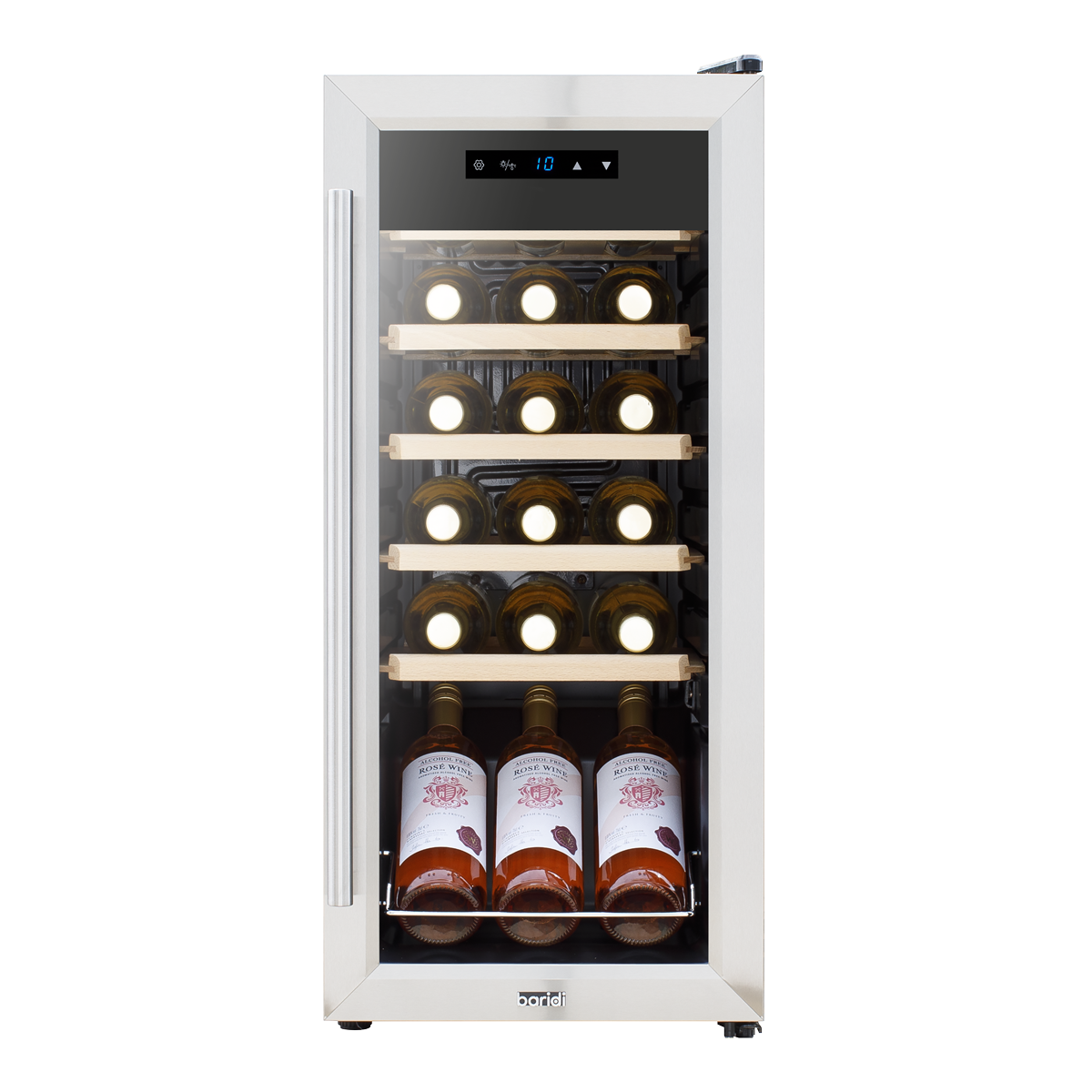 Baridi Wine Cooler Fridge, 18 Bottle, Stainless Steel (DH29) (Factory Refurbished B)