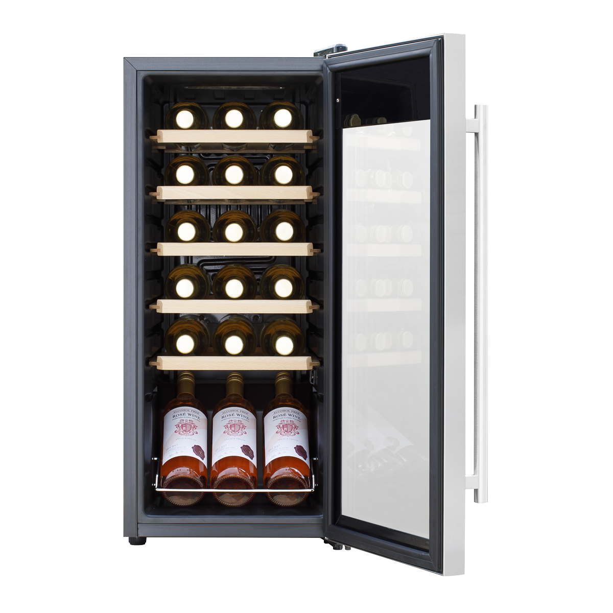 Baridi Wine Cooler Fridge, 18 Bottle, Stainless Steel (DH29) (Factory Refurbished B)