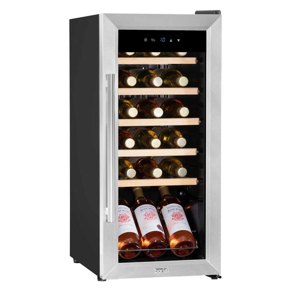 Baridi Wine Cooler Fridge, 18 Bottle, Stainless Steel (DH29) (Factory Refurbished B)