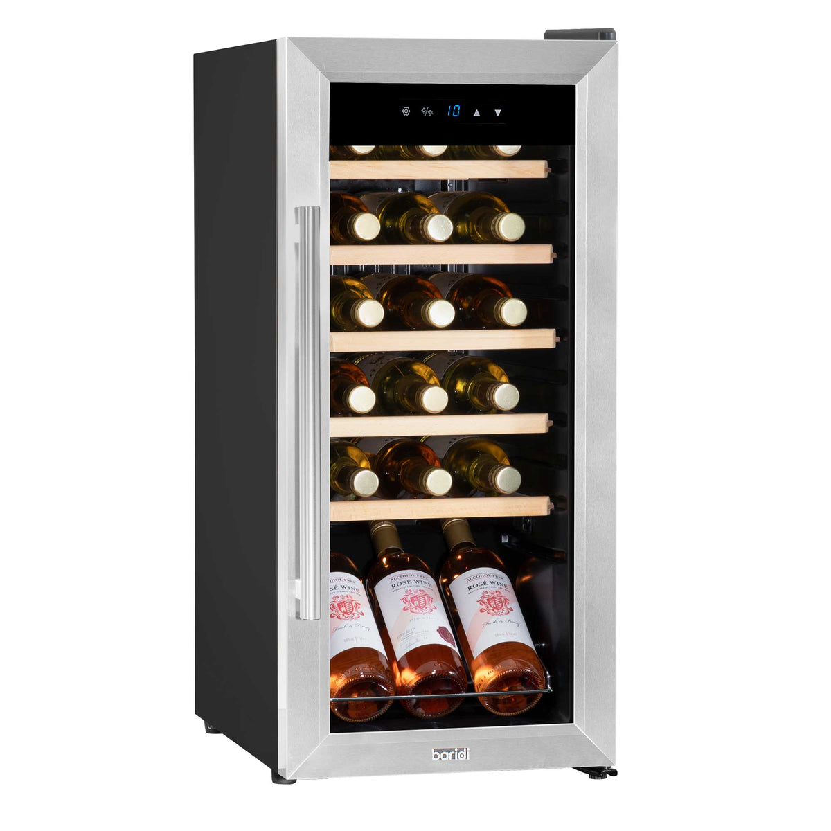 Baridi Wine Cooler Fridge, 18 Bottle, Stainless Steel (DH29) (Factory Refurbished B)