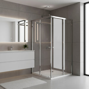 Corner Shower Entry Enclosure 1000 x 800 x 1850mm with 6mm Tempered Glass - Chrome