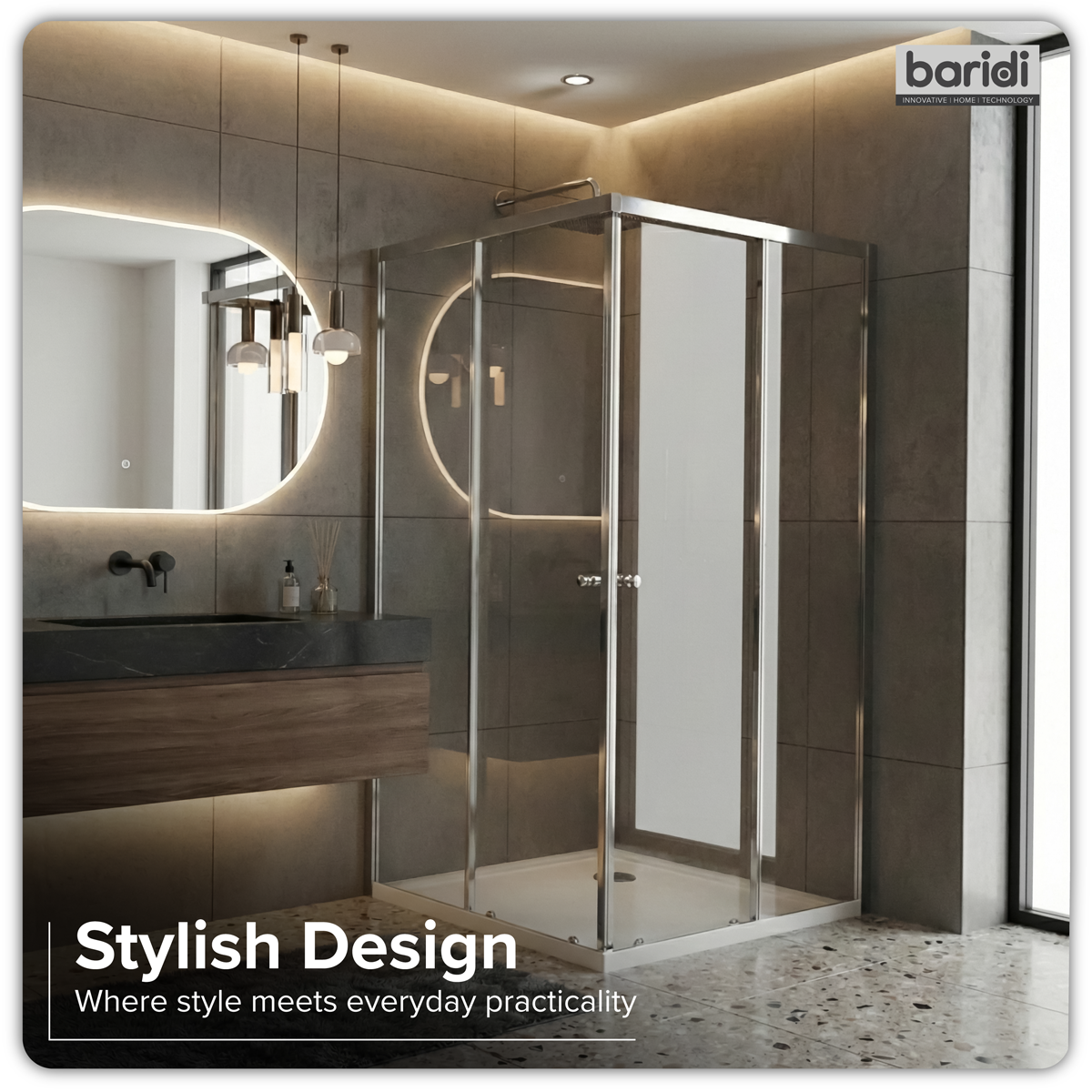Corner Shower Entry Enclosure 1000 x 800 x 1850mm with 6mm Tempered Glass - Chrome