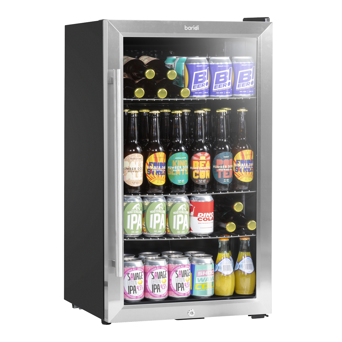 Baridi Drinks, Beer & Wine Fridge, 85L Capacity, Stainless Steel (DH31) (Factory Refurbished A)