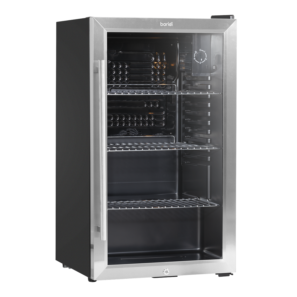 Baridi Drinks, Beer & Wine Fridge, 85L Capacity, Stainless Steel (DH31)