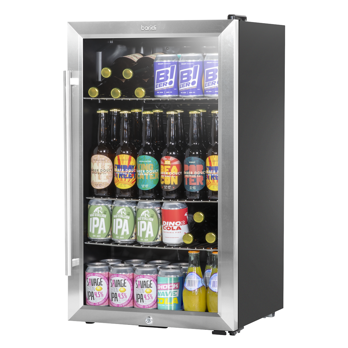 Baridi Drinks, Beer & Wine Fridge, 85L Capacity, Stainless Steel (DH31) (Factory Refurbished A)