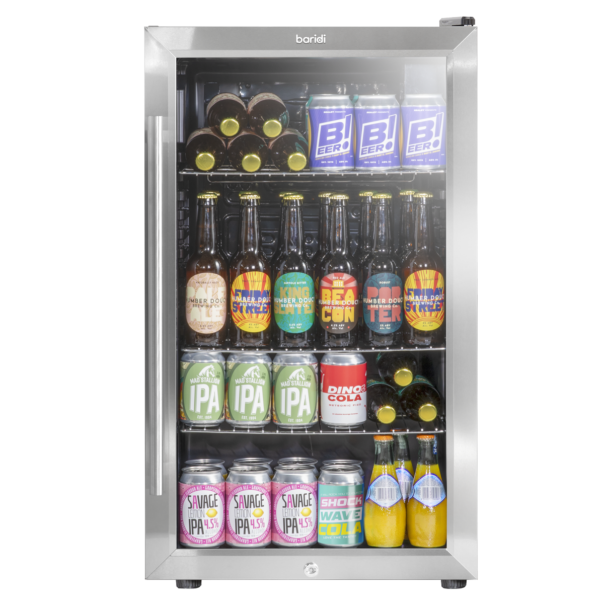 Baridi Drinks, Beer & Wine Fridge, 85L Capacity, Stainless Steel (DH31) (Factory Refurbished A)
