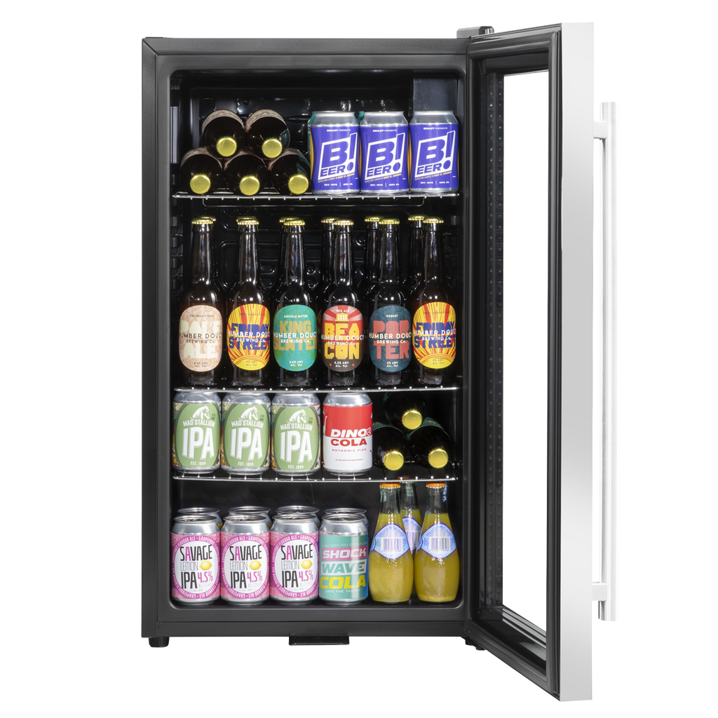 Baridi Drinks, Beer & Wine Fridge, 85L Capacity, Stainless Steel (DH31)