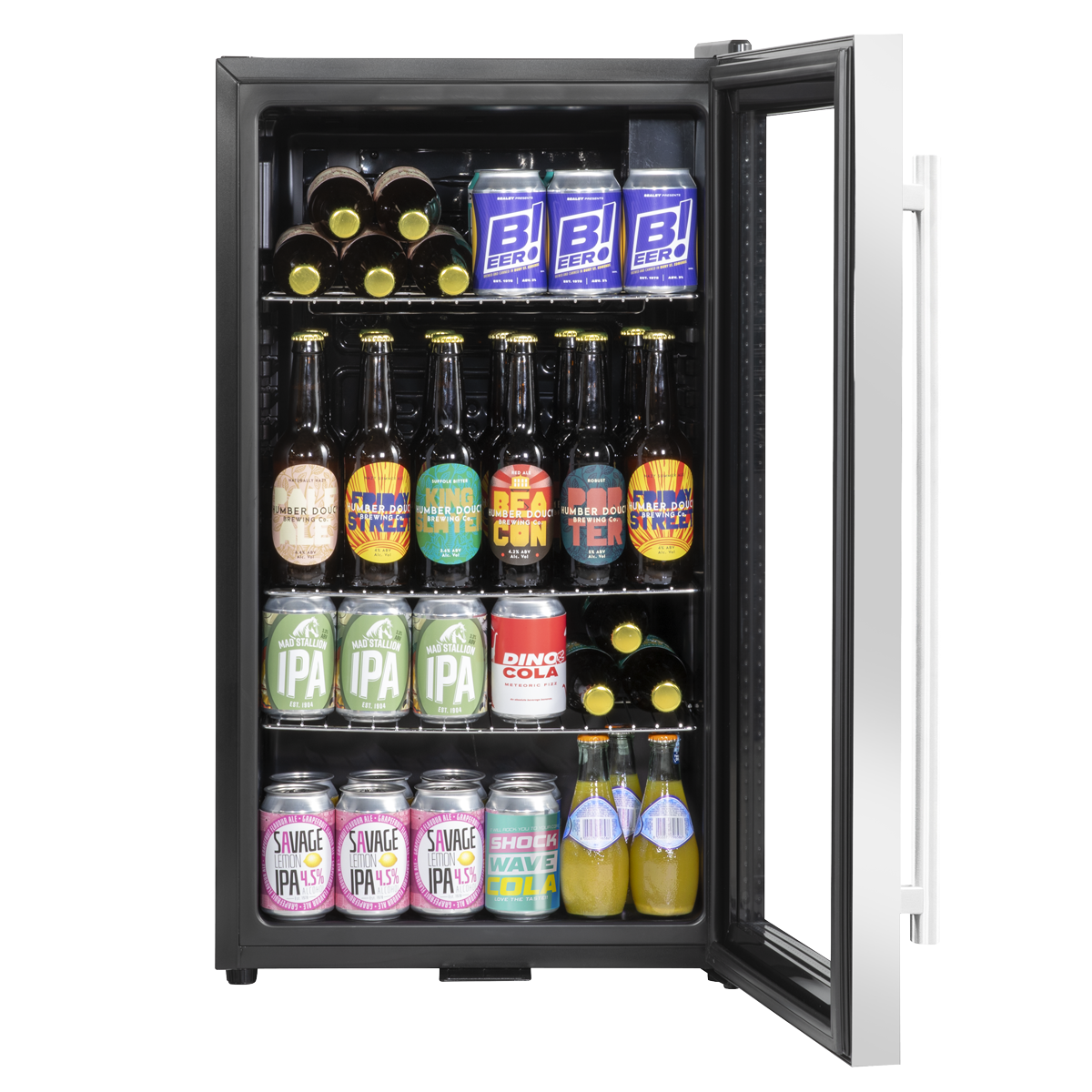 Baridi Drinks, Beer & Wine Fridge, 85L Capacity, Stainless Steel (DH31)