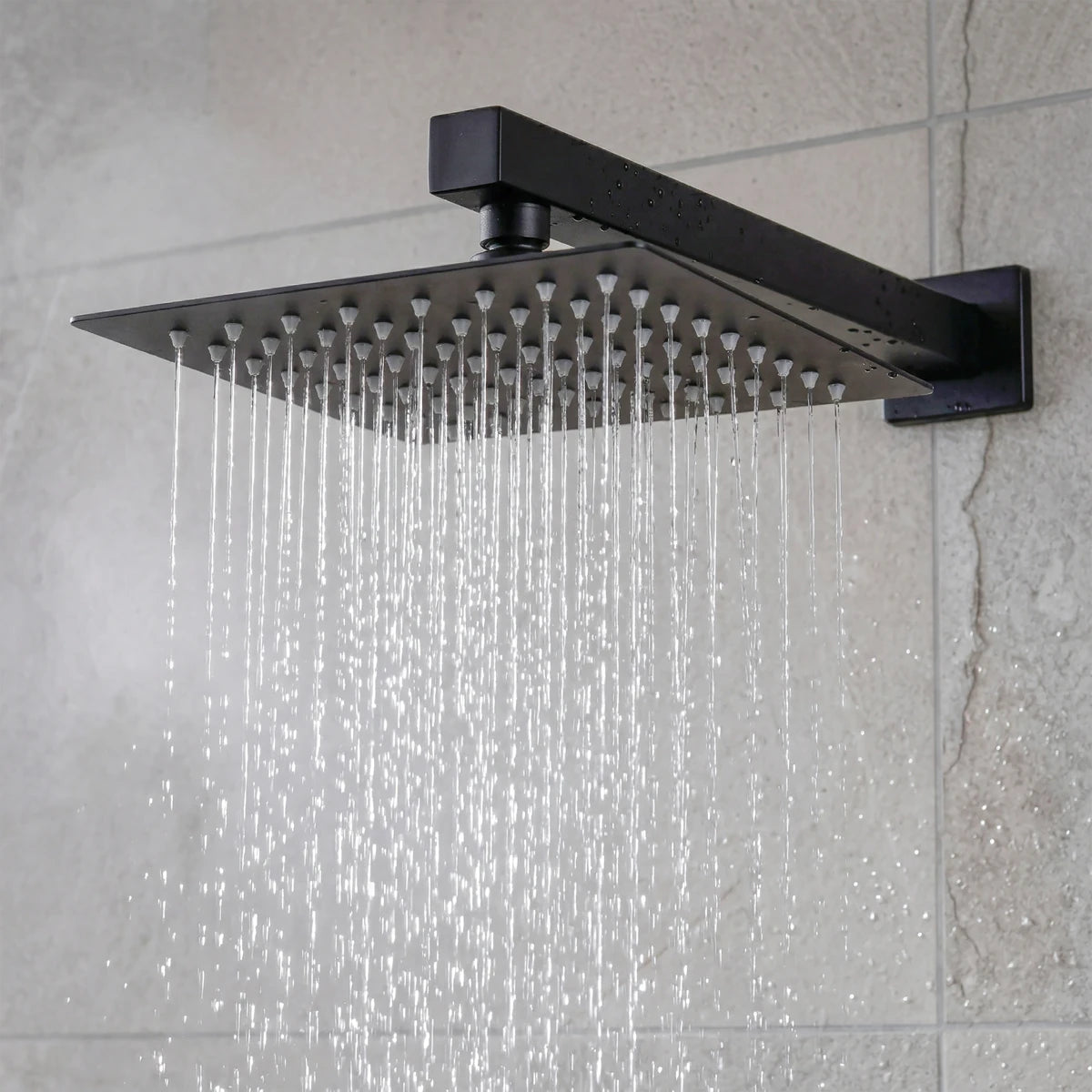 Concealed Thermostatic Shower Set 20 x 20cm Square Head & Hand Shower - Black
