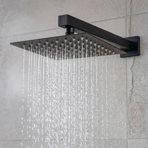 Concealed Thermostatic Shower Set 20 x 20cm Square Head & Hand Shower - Black