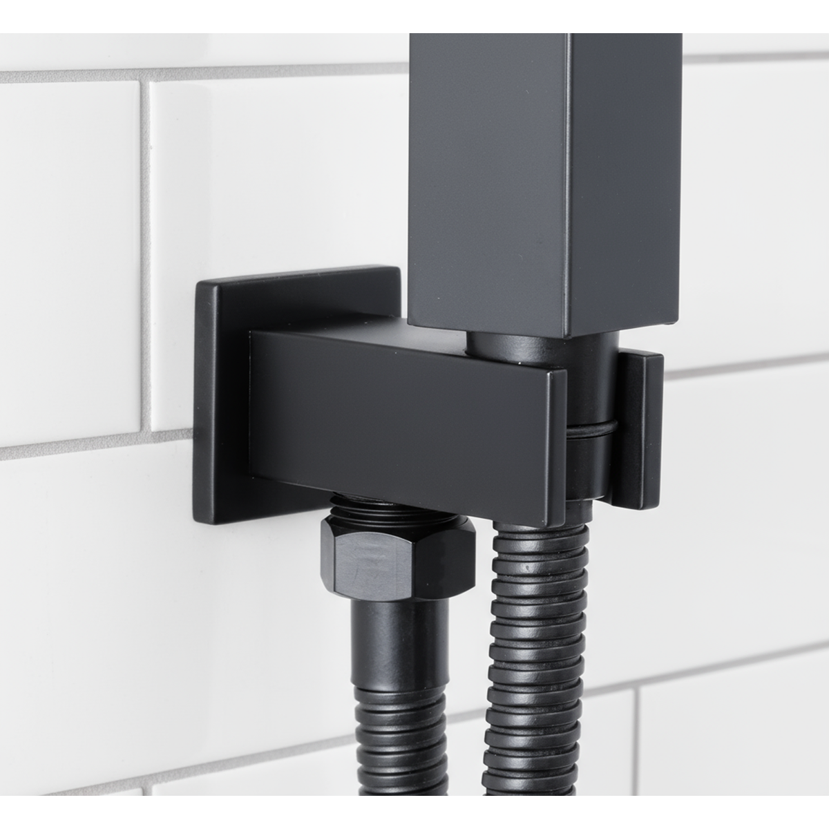 Concealed Thermostatic Shower Set 20 x 20cm Square Head & Hand Shower - Black