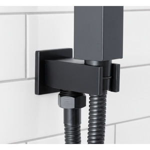 Concealed Thermostatic Shower Set 20 x 20cm Square Head & Hand Shower - Black