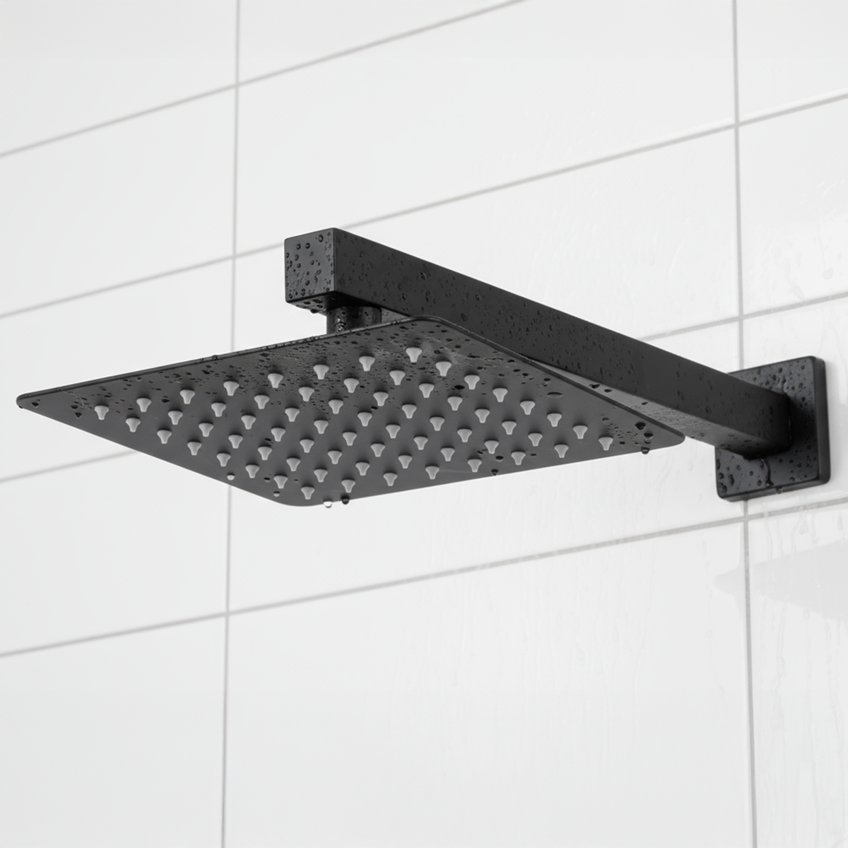 Concealed Thermostatic Shower Set 20 x 20cm Square Head & Hand Shower - Black