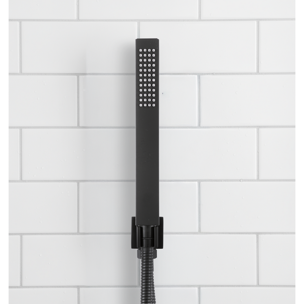 Concealed Thermostatic Shower Set 20 x 20cm Square Head & Hand Shower - Black