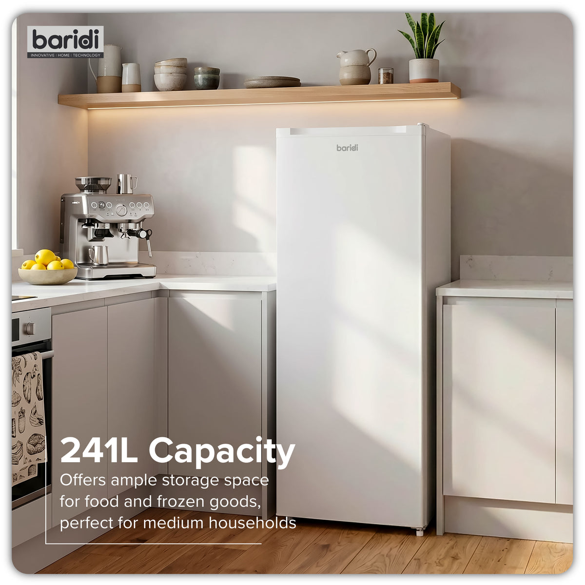Baridi Freestanding Larder Fridge 241L – White