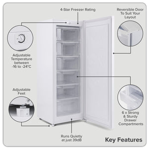 Baridi Freestanding Tall Freezer 177L Capacity – White