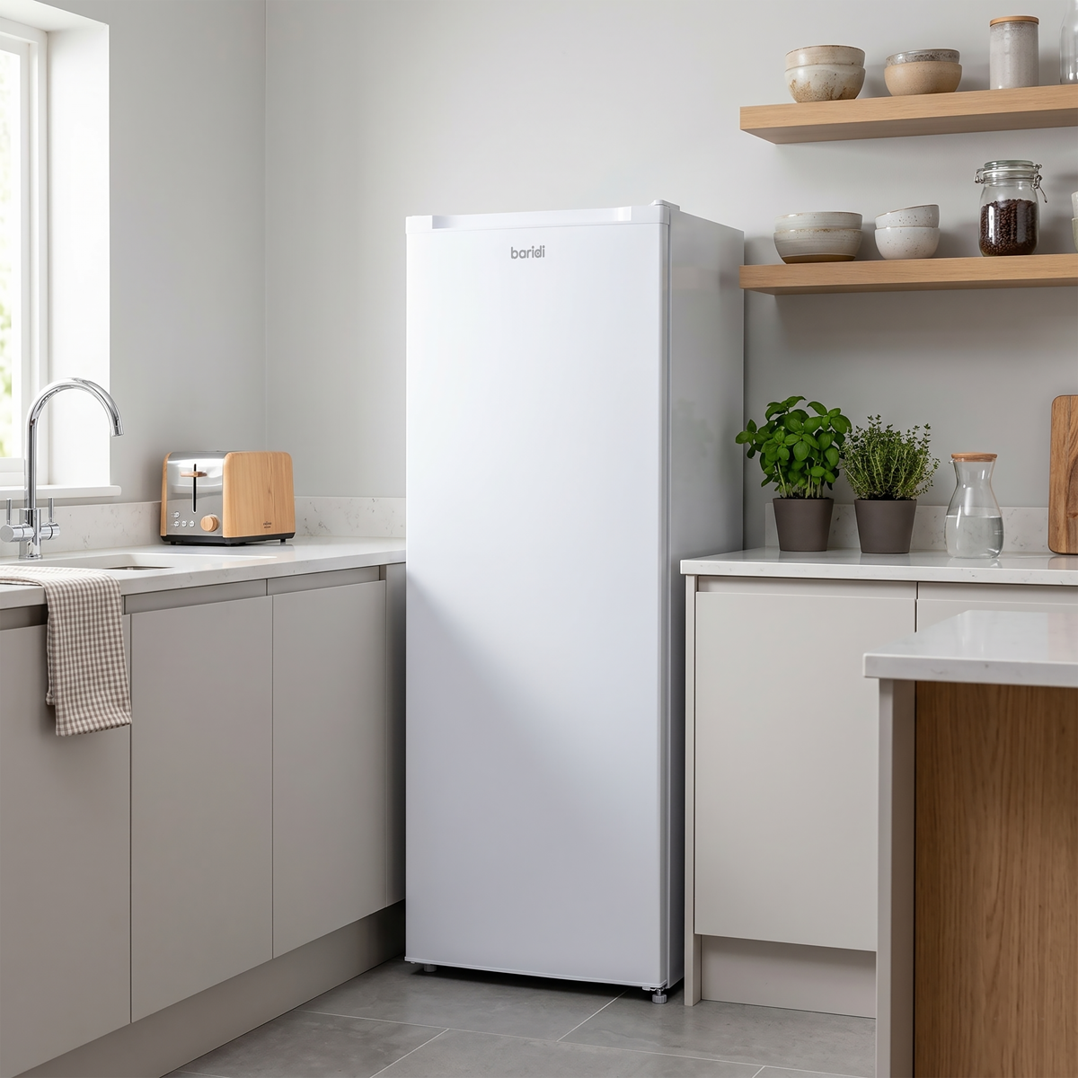 Baridi Freestanding Tall Freezer 177L Capacity – White