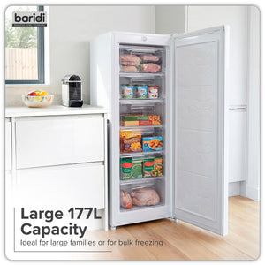 Baridi Freestanding Tall Freezer 177L Capacity – White