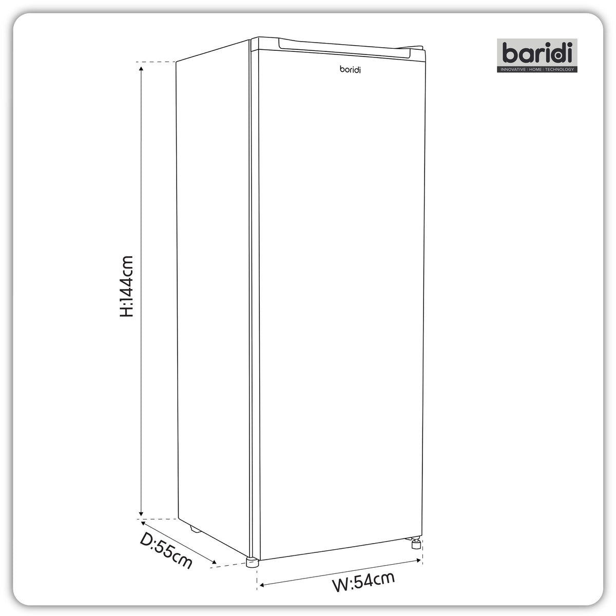 Baridi Freestanding Tall Freezer 177L Capacity