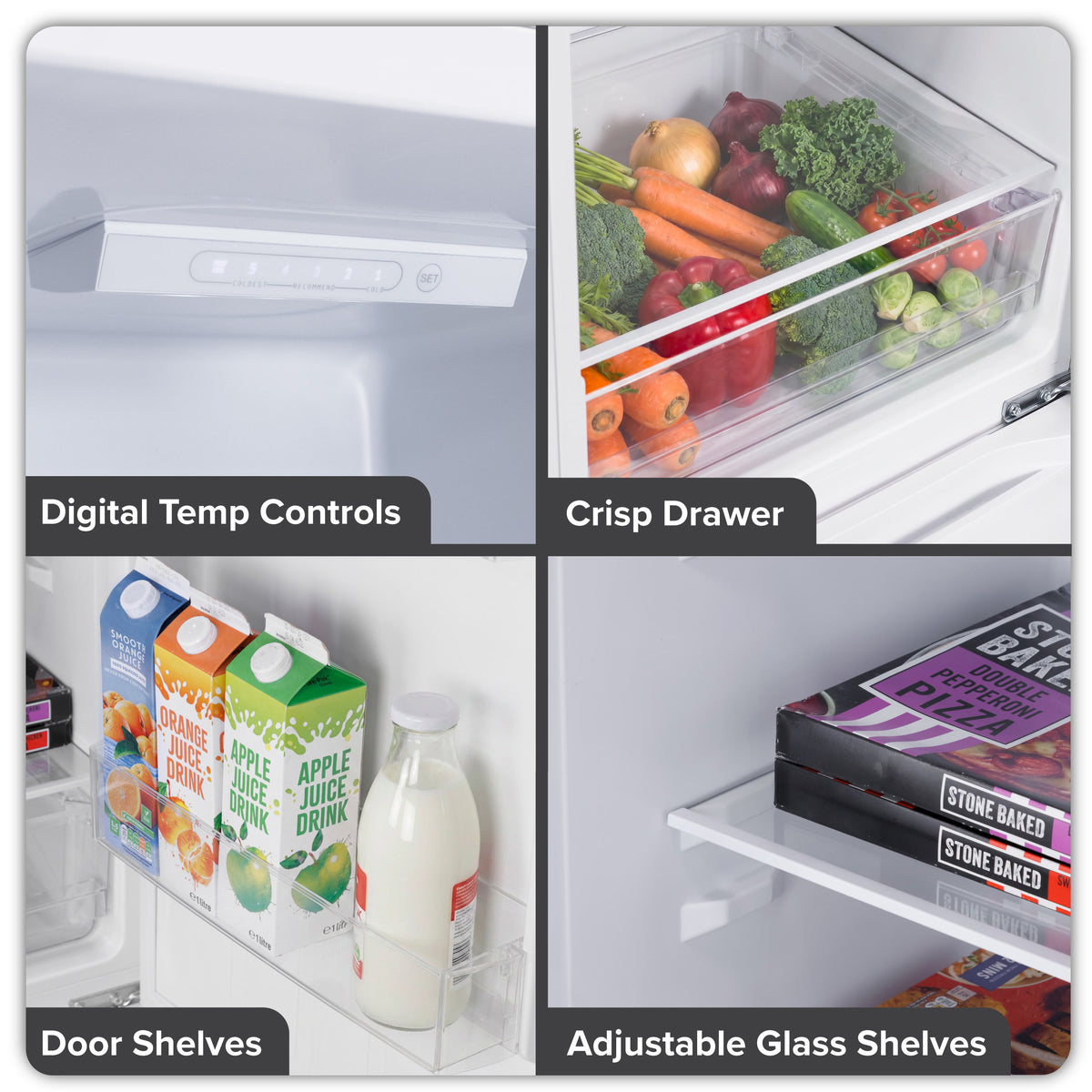 Baridi 50/50 Smart Frost Fridge Freezer 254L Capacity – White