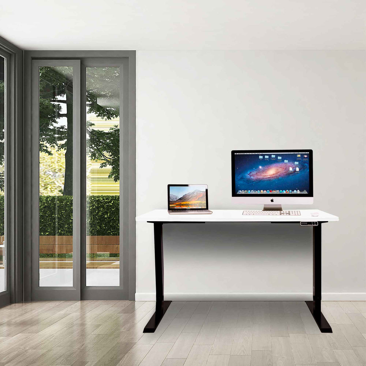 Dellonda Dual Motor Height-Adjustable Desk, 140 x 70cm, White Desktop (DH32) (Factory Refurbished A)