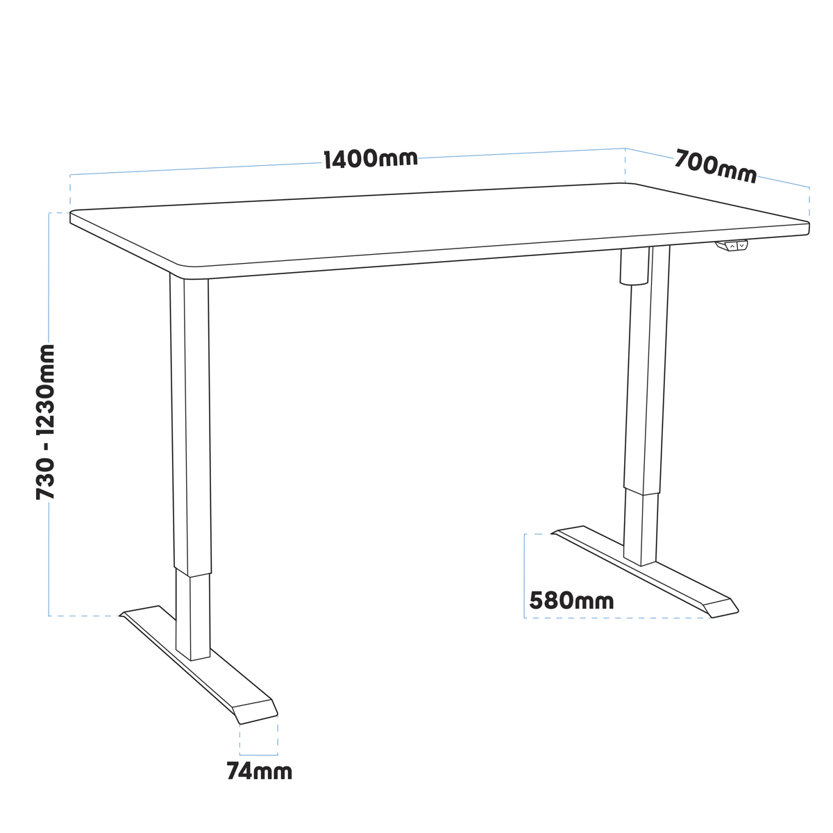 Dellonda White Electric Height Adjustable Standing Desk, 1400 x 700mm Dual Motor 100kg