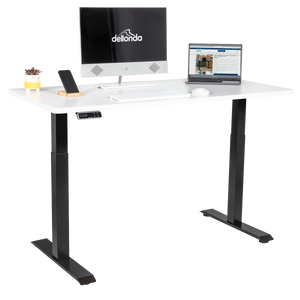 Dellonda White Electric Height Adjustable Standing Desk, 1400 x 700mm Dual Motor 100kg