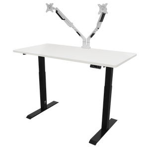 Dellonda White Electric Height Adjustable Standing Desk, 1400 x 700mm Dual Motor 100kg