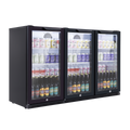 Baridi Back Bar Drinks Fridge/Cooler with Triple Hinged Door & Security Lock 307L - Black