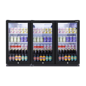 Baridi Back Bar Drinks Fridge/Cooler with Triple Hinged Door & Security Lock 307L - Black