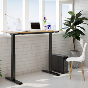 Dellonda Oak Electric Height Adjustable Standing Desk, 1400 x 700mm Dual Motor 100kg
