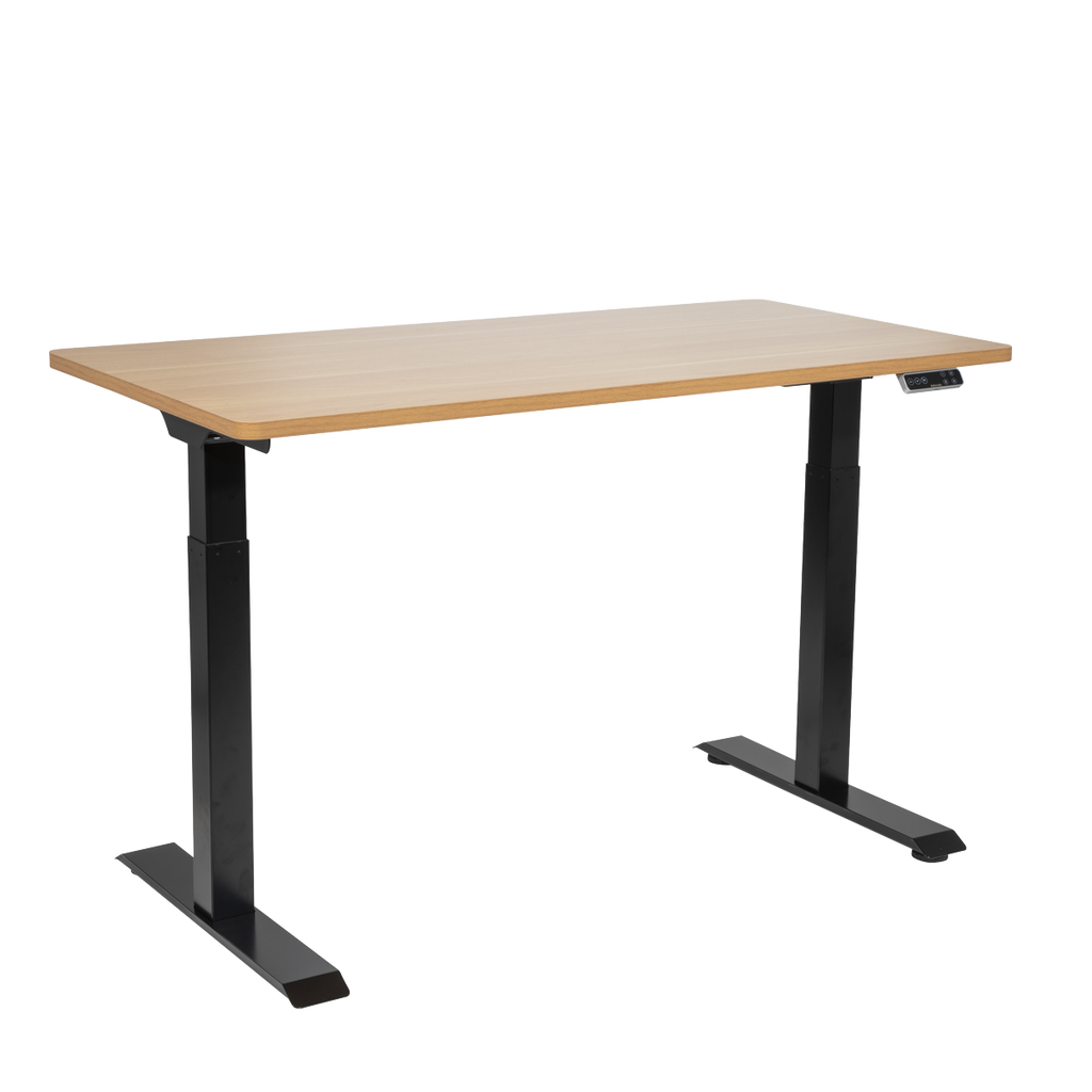 Dellonda Oak Electric Height Adjustable Standing Desk, 1400 x 700mm Dual Motor 100kg