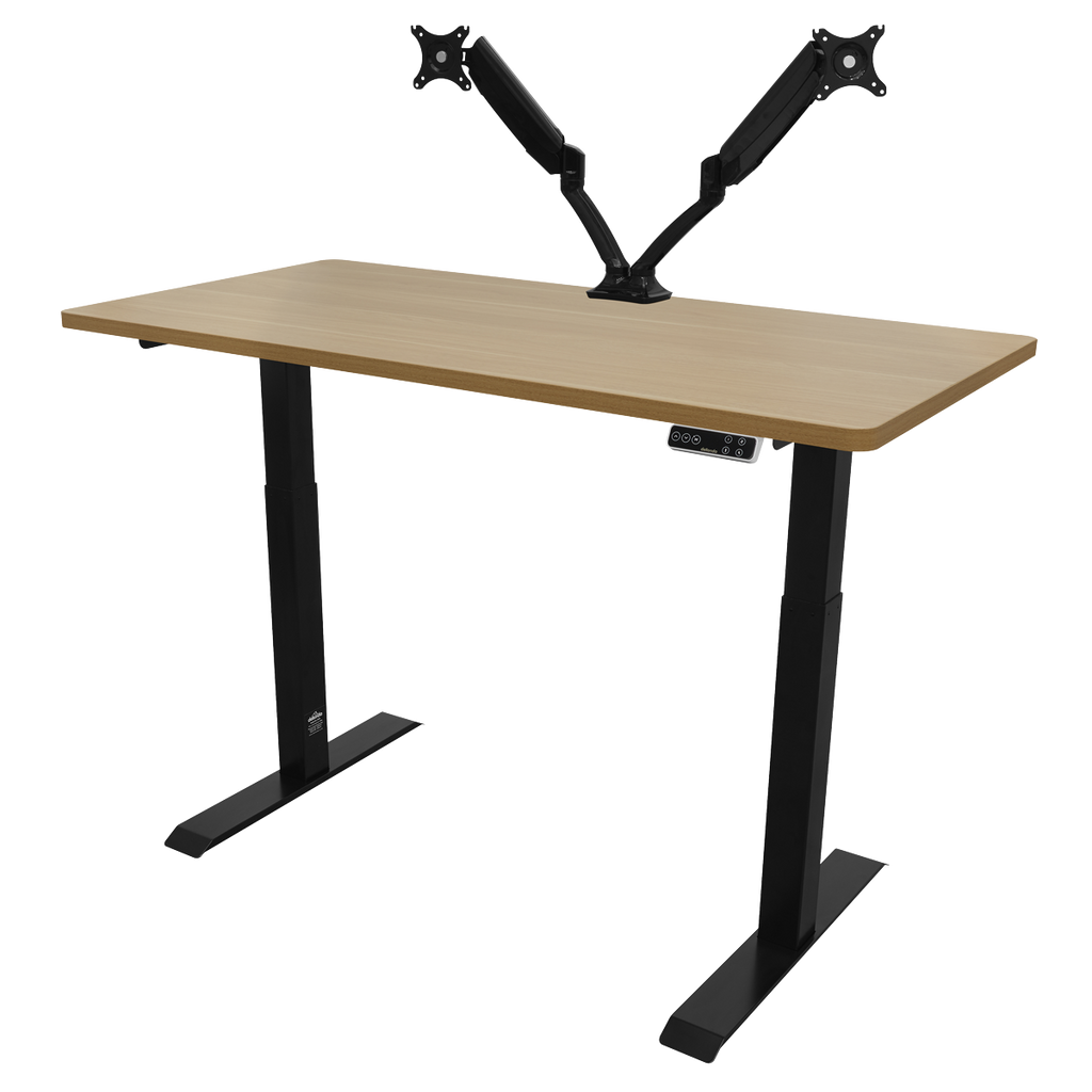 Dellonda Oak Electric Height Adjustable Standing Desk, 1400 x 700mm Dual Motor 100kg