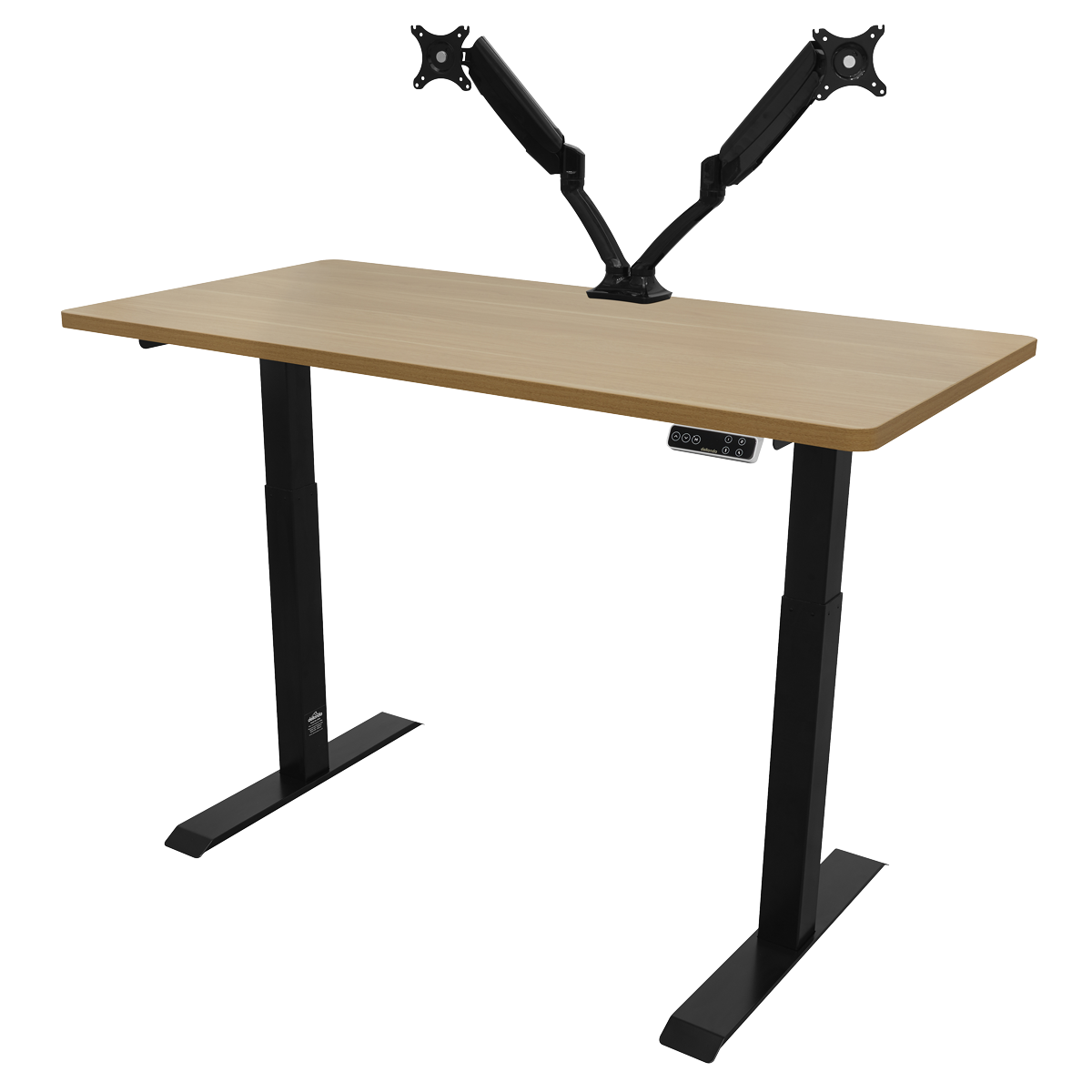 Dellonda Oak Electric Height Adjustable Standing Desk, 1400 x 700mm Dual Motor 100kg