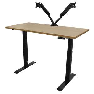 Dellonda Oak Electric Height Adjustable Standing Desk, 1400 x 700mm Dual Motor 100kg