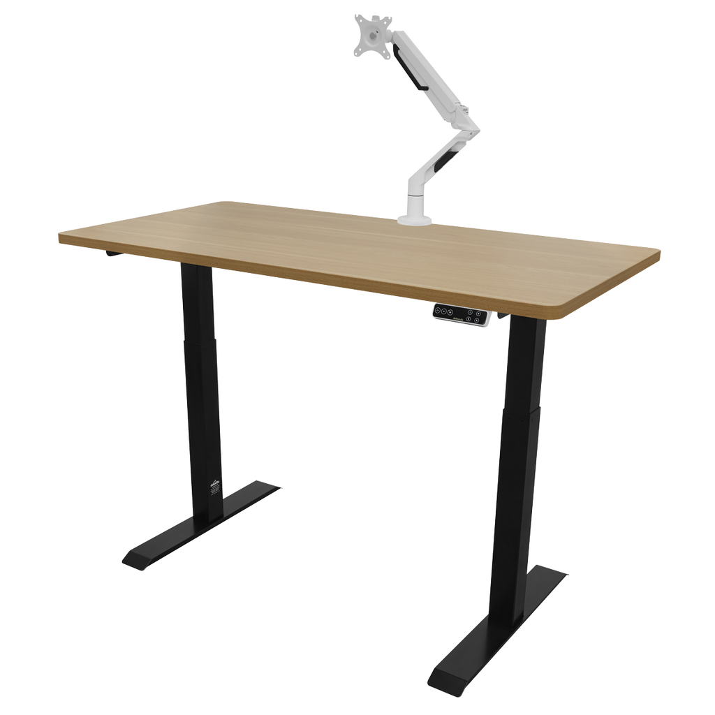 Dellonda Oak Electric Height Adjustable Standing Desk, 1400 x 700mm Dual Motor 100kg