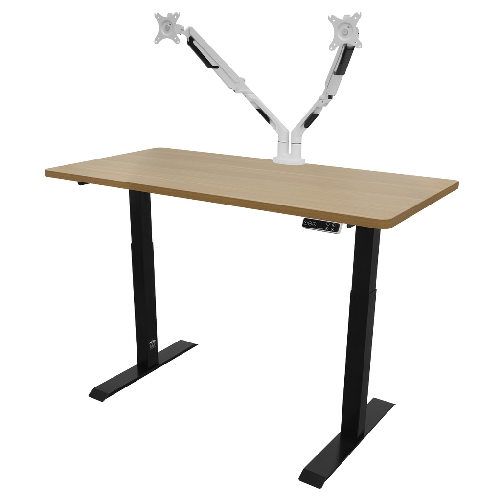 Dellonda Oak Electric Height Adjustable Standing Desk, 1400 x 700mm Dual Motor 100kg